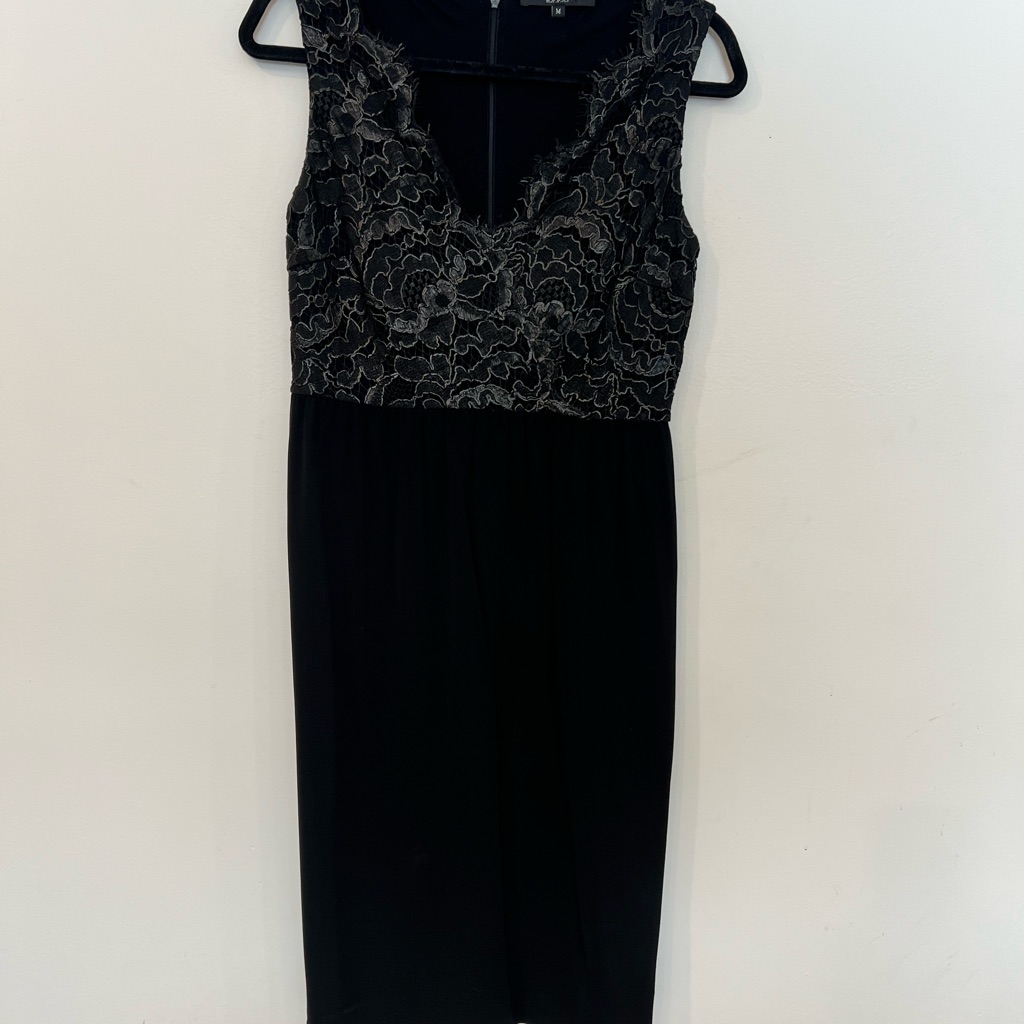 Gucci Black And Gray Lace Midi Dress